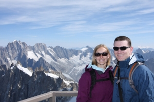 Alonna & Ben on top of Aiguille du Midi, France