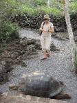 Our guide and a giant tortoise