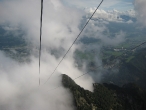 Cloudy cable car ride to Untersberg