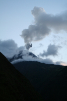 An explosion with a puff of black smoke