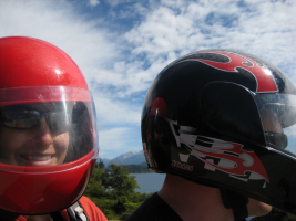 Riding on the moped